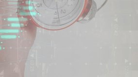 Animation of data processing over hand with clock. Global business and digital interface concept digitally generated video. - Powered by Shutterstock - Get 15% off with code: PIKWIZARD15