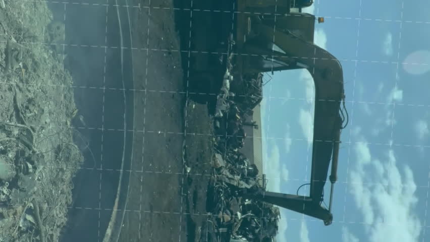 Animation of financial data processing over rubbish dump. Global ecology, finances and digital interface concept, digitally generated video. - Powered by Shutterstock - Get 15% off with code: PIKWIZARD15