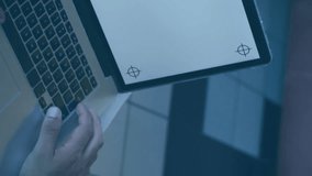 Animation of world map over businessman using laptop. Global business, finances and digital interface concept digitally generated video. - Powered by Shutterstock - Get 15% off with code: PIKWIZARD15