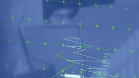 Animation of multiple graphs with numbers over unoccupied chair and computer on table in office. Digital composite, multiple exposure, report, business, growth, progress and technology concept. - Powered by Shutterstock - Get 15% off with code: PIKWIZARD15