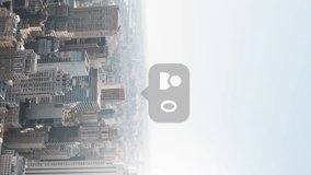 Digital multiple colorful orange floating against aerial view of cityscape. Global connections data processing and digital interface concept digitally generated video. - Powered by Shutterstock - Get 15% off with code: PIKWIZARD15