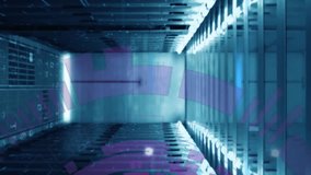 Animation of loading circles, bars and computer language over data server room. Digital composite, business, progress, coding, data center, networking, technology and network server concept. - Powered by Shutterstock - Get 15% off with code: PIKWIZARD15