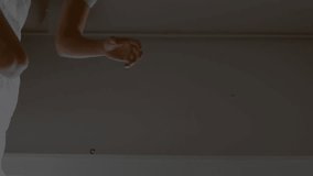 Animation of stock market data processing over caucasian man wearing vr headset in bed at home. Global economy and virtual reality technology concept - Powered by Shutterstock - Get 15% off with code: PIKWIZARD15