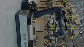 Animation of network of connections with icons over machines working in warehouse. Business and digital interface concept digitally generated video. - Powered by Shutterstock - Get 15% off with code: PIKWIZARD15