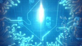 Animation of 5g text and digital data processing over circuit board. Global connections, computing and data processing concept digitally generated video. - Powered by Shutterstock - Get 15% off with code: PIKWIZARD15