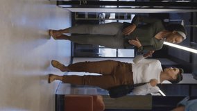 Animation of data processing and diagrams over diverse business people walking in office. Technology, business and digital interface concept digitally generated video. - Powered by Shutterstock - Get 15% off with code: PIKWIZARD15