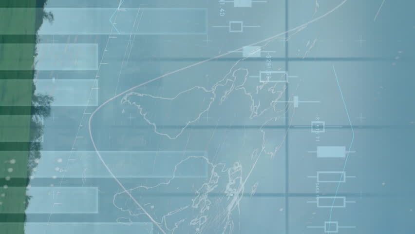 Animation of graphs moving with world map against wind turbines on field. Digital composite, multiple exposure, technology, power generation, sustainable energy, development, finance, economy. - Powered by Shutterstock - Get 15% off with code: PIKWIZARD15