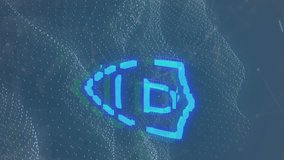 Animation of neon security padlock icon and digital waves against blue background. Cyber security and business technology concept - Powered by Shutterstock - Get 15% off with code: PIKWIZARD15