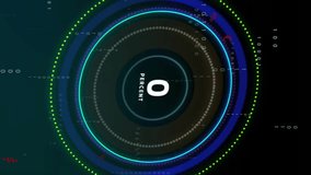 Animation of blue circular scanner tracking percent over grey world map on dark background. Connection, data, processing, digital interface and global communication, digitally generated video. - Powered by Shutterstock - Get 15% off with code: PIKWIZARD15