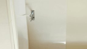 Social media interaction icons animation over modern bathroom with white bathtub. communication, digital, technology, sleek, clean, interior - Powered by Shutterstock - Get 15% off with code: PIKWIZARD15