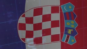 Croatian flag with coat of arms over financial data processing animation. economy, statistics, patriotic, overview, economy, technology - Powered by Shutterstock - Get 15% off with code: PIKWIZARD15