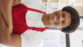 Animation of social media data processing over sales man in grocery store. Global connections, business, finance, data processing and digital interface concept digitally generated video. - Powered by Shutterstock - Get 15% off with code: PIKWIZARD15