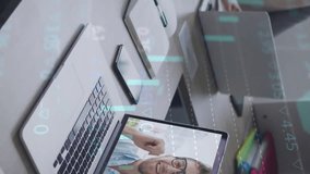 Business professionals having video conference with financial data animation overlay. technology, finance, communication, analysis, digital, meeting - Powered by Shutterstock - Get 15% off with code: PIKWIZARD15