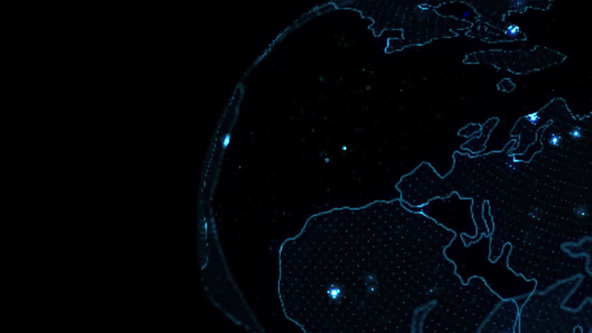 Breaking news digital blue earth globe with continents city lights online. Suitable for news websites, blogs, social media, and educational platforms