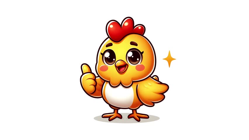 Cute Baby Chicken Giving Thumbs Up Animation