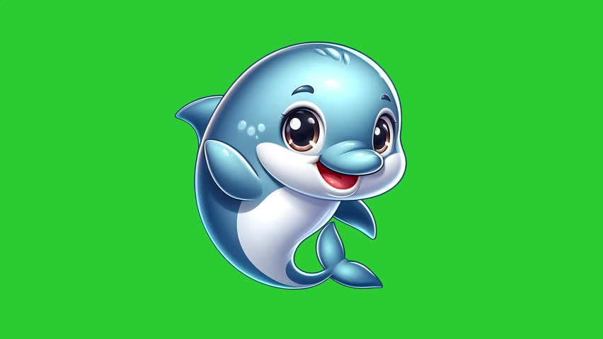 Cute Dolphin Giving Thumbs Up Animation on Green Screen