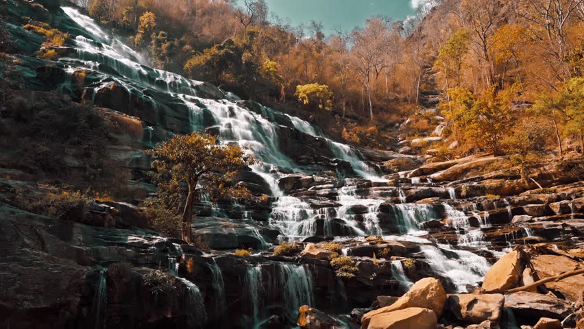 Mae Ya waterfall Thailand is 280 meters tall waterfall, one of the most beautiful waterfalls Thailand 4K