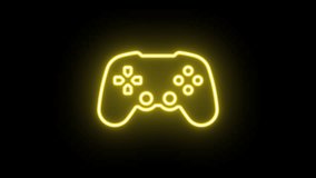 Neon gamepad icon animation, uniform rotation with color blink. Glowing neon 3D wireless joystick icon, looped spin with blink. Wireless gamepad, gaming controller, computer games, esports. 4 colors - Powered by Shutterstock - Get 15% off with code: PIKWIZARD15