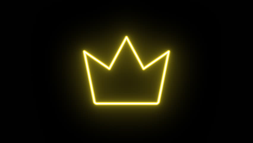 Neon crown icon animation, uniform rotation with color blink. Glowing neon 3D royal crown icon, looped spin with blink. Great kingdom, king authority, royal empire, premium luxury. 3 colors