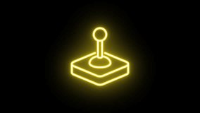 Neon control joystick icon animation, uniform rotation with color blink. Glowing neon 3D arcade joystick icon, looped spin with blink. Retro controller, game joypad, vintage control lever. 4 colors - Powered by Shutterstock - Get 15% off with code: PIKWIZARD15
