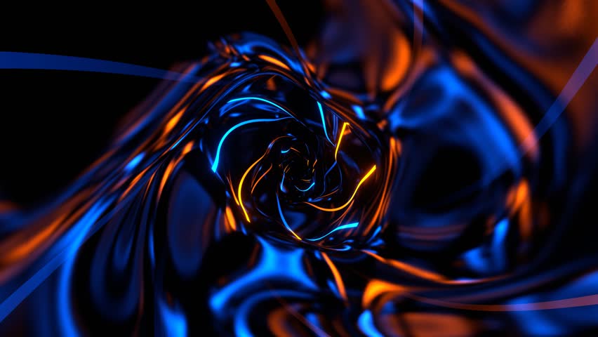 Orange and Blue Wave Tunnel of Colored Neons Background VJ Loop in 4K