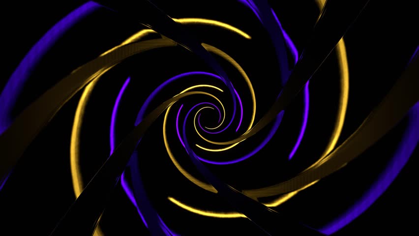 Purple and Yellow Neon Spiral in Mirror Tunnel Background VJ Loop in 4K