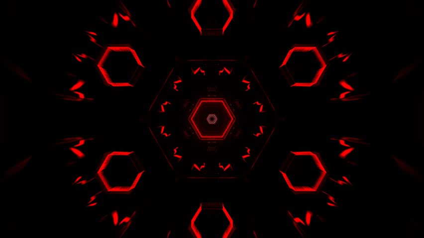 Red and White Strobe Hexagoned Tunnel Background VJ Loop in 4K