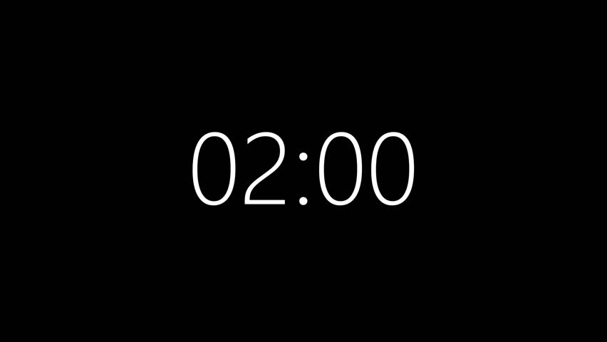 2 Minutes to 0 Countdown Timer Animation with Digital Clock Style Numbers for Event Start, Launch,