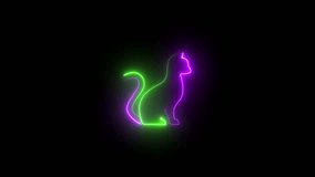 Neon Cat Silhouette Glowing Green and Purple Abstract Animal Outline on Black Background Dynamic - Powered by Shutterstock - Get 15% off with code: PIKWIZARD15