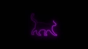Neon Purple Cat Silhouette Walking on Black Background Abstract Animal Art Motion Graphic - Powered by Shutterstock - Get 15% off with code: PIKWIZARD15
