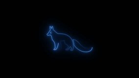 Neon Blue Fox Silhouette Glowing Against Black Background Abstract Animal Art - Powered by Shutterstock - Get 15% off with code: PIKWIZARD15