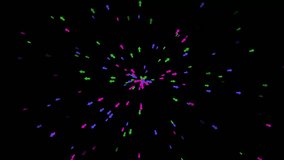 arrows pointing from center, abstract motion graphic design with colorful arrows on a black background - Powered by Shutterstock - Get 15% off with code: PIKWIZARD15