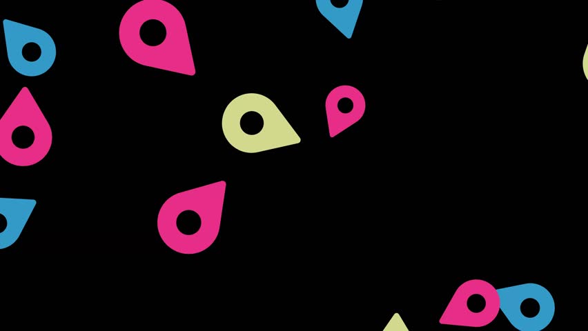 colorful map pin location pointer icons on black background vector design for website and application