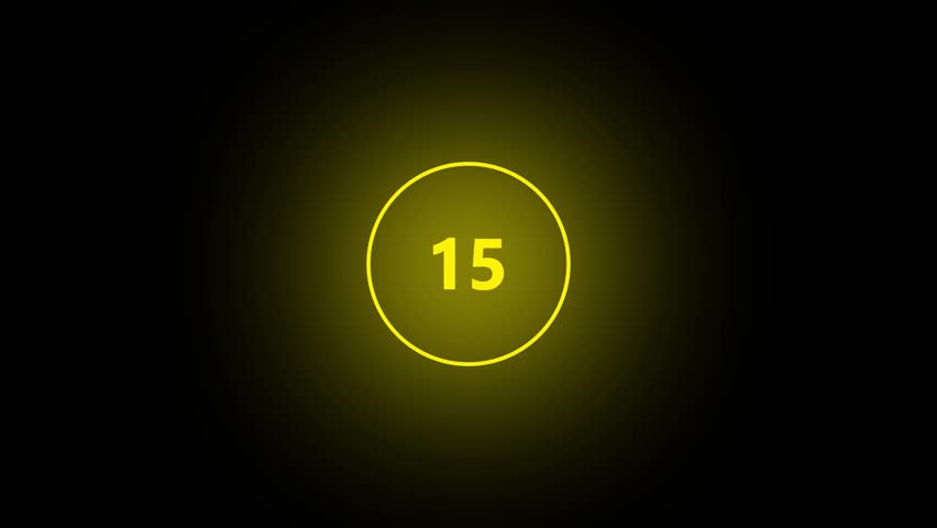 Glowing Yellow Countdown Circle Number Six with Subtle Light Rays on Dark Background Abstract