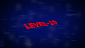 Red Neon Glow Level 10 Text Animation on Dark Blue Digital Grid Background with Bokeh Effects - Powered by Shutterstock - Get 15% off with code: PIKWIZARD15
