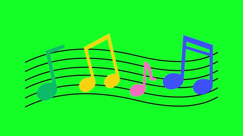 A lively and colorful animation featuring floating music notes on flowing wave lines with rhythmic motion. Perfect for concerts, party visuals, music intros, and creative motion projects.