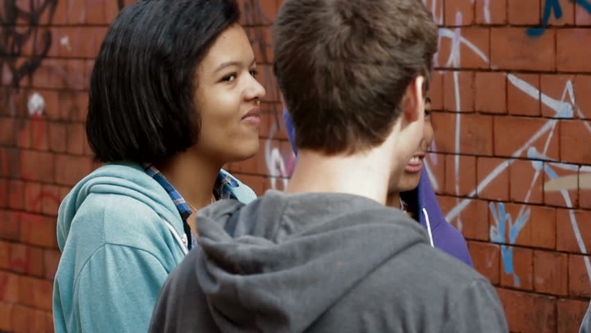 Urban Teens - chatting and hanging out with friends