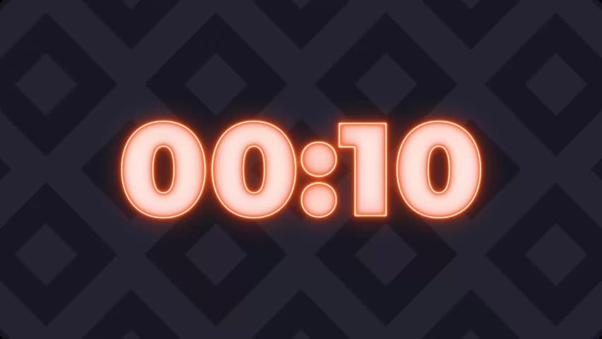 10 second time animation video. ten second countdown. 10 second timer animation video. 
10 s Digital Negative Countdown