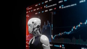 Future financial technology controll by AI robot huminoid uses machine learning and artificial intelligence to analyze business data and give advice on investment and trading decision . 3D rendering . - Powered by Shutterstock - Get 15% off with code: PIKWIZARD15