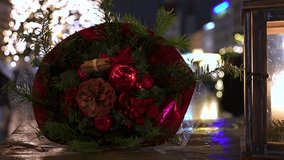 Christmas wreath red decorations candle lantern cozy table  - Powered by Shutterstock - Get 15% off with code: PIKWIZARD15