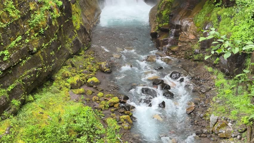 Mount Rainier water fall. Beautiful view, Washington state, USA 