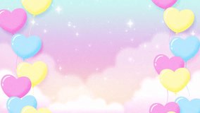 cute background with colorful heart balloons, clouds and stars in the sky animation for Happy Birthday, Baby Shower, etc. - Powered by Shutterstock - Get 15% off with code: PIKWIZARD15