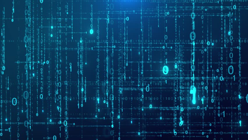 Binary digital rain rolling back and forth technology background