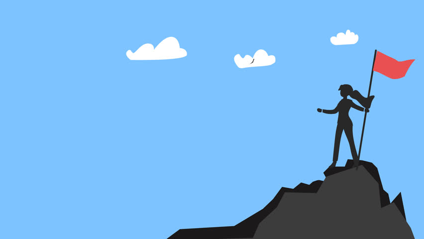 Success Peak Target Strategy with copy space. Bussines Women on top career animation