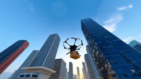 Delivery drones fly over cities - Powered by Shutterstock - Get 15% off with code: PIKWIZARD15