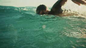 Swimmer In Wetsuit Doing Freestyle Stroke In Open Water. Professional Athlete Training. Triathlon Preparation Competitive Swimming. Summer Swimming Fitness And Endurance Water Sports Aquatic Workout - Powered by Shutterstock - Get 15% off with code: PIKWIZARD15