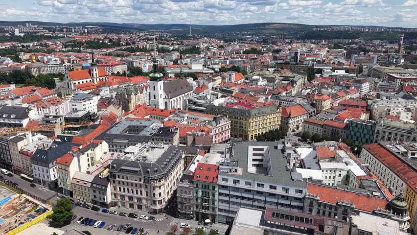 Aerial view of Brno city center, Czech Republic