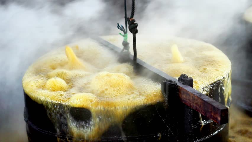 The process of making brown sugar. Brown sugar is made from sugar cane.