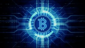 Futuristic blue circuit board with glowing Bitcoin symbol and binary code, representing cryptocurrency, blockchain, and digital finance. - Powered by Shutterstock - Get 15% off with code: PIKWIZARD15