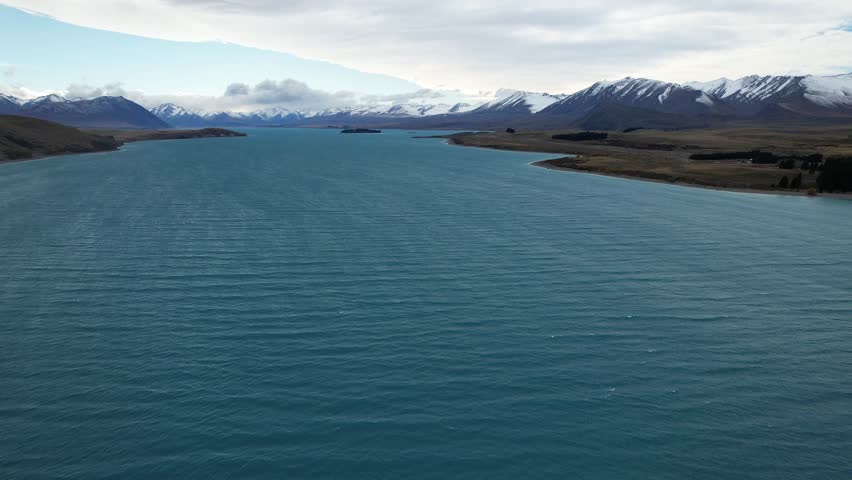 Aerial View Of Lake Tekapo With Ripples On The Surface In South Island, New Zealand.